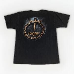 Vintage “Forgiven” Jesus Cross T-Shirt Black Large 21x27 Religious Graphic Tee